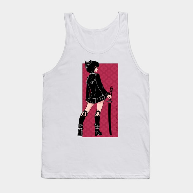 Pink katana Tank Top by CloudyNight_Creature